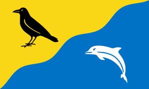 The current flag of Tywyn’s town crest
