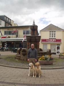Isaac, Eddy and myself at the fountain, Teignmouth in 2005