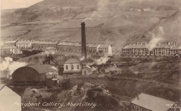 A postcard of the Penybont Colliery, Abertillery, dating from about 1908